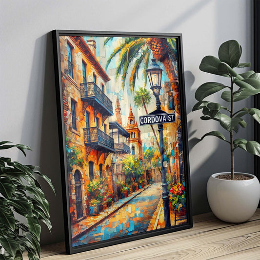 Cordova Street Print - St Augustine Wall Art, Florida Travel Poster, Housewarming & Florida Gift, Coastal Home Decor