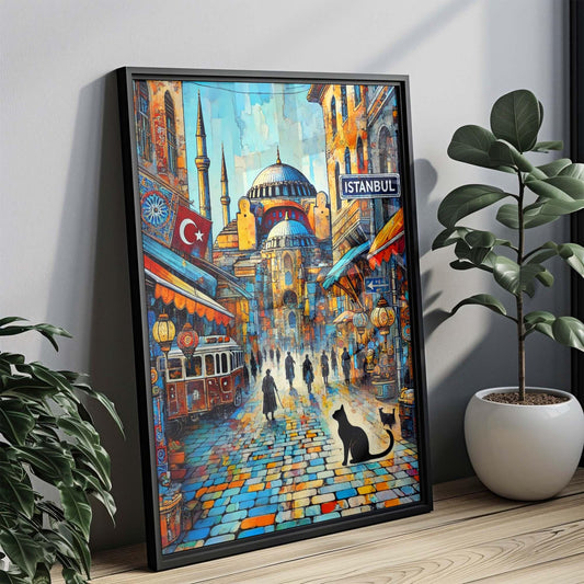 Istanbul Art Print - Vintage Travel Poster Wall Art, Turkey Gift, European Home Decor, Istanbul Cityscape, Housewarming Present