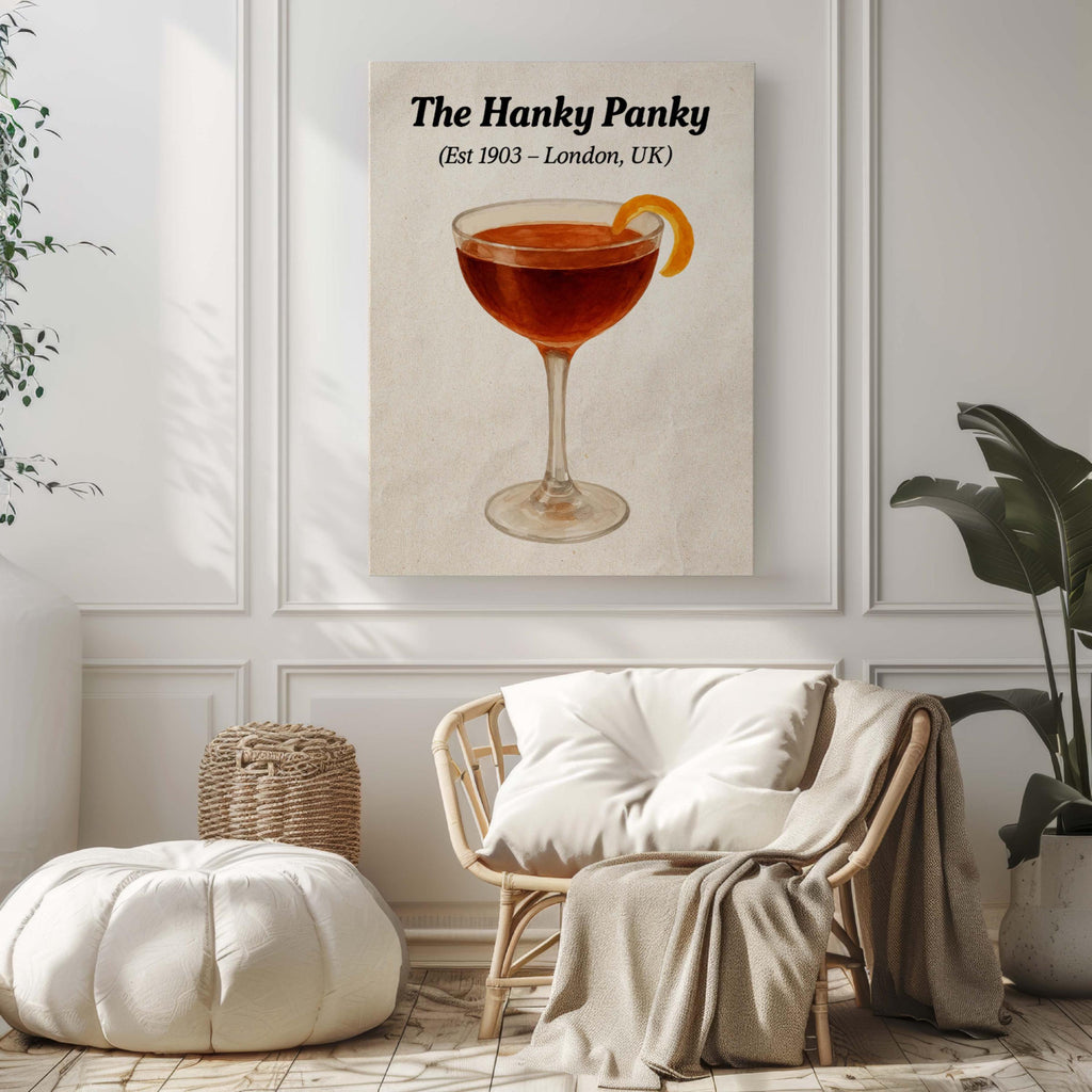 Hanky Panky Cocktail Poster Retro - London, United Kingdom