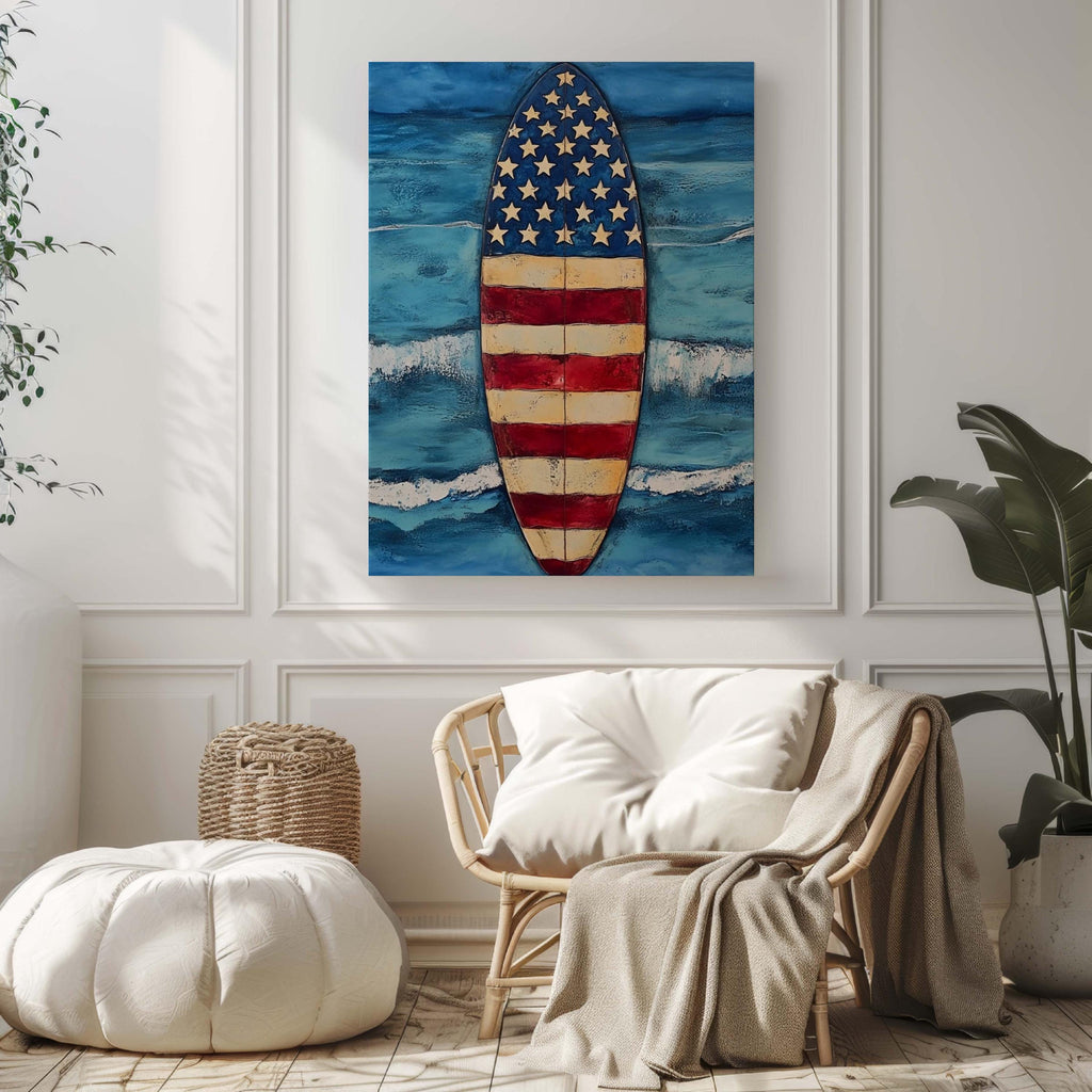 Surfing Beach Wall Art Patriotic - USA