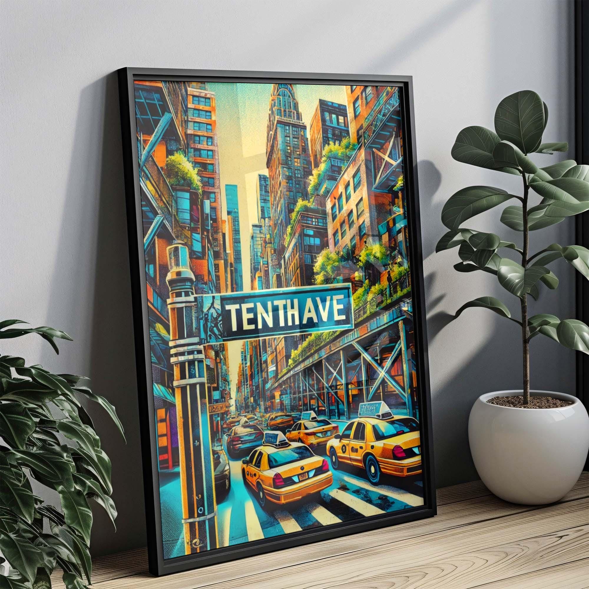 Tenth Ave Print Manhattan Wall Art, NYC Travel Poster, New York City Gift, Modern Home Decor, Tenth Avenue Art, Housewarming Present