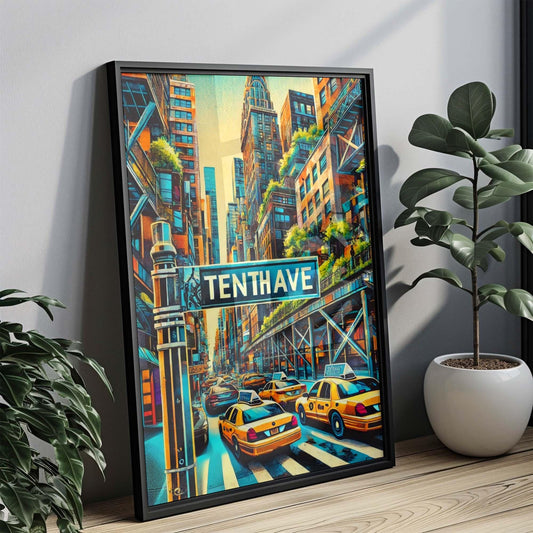 Tenth Ave Print Manhattan Wall Art, NYC Travel Poster, New York City Gift, Modern Home Decor, Tenth Avenue Art, Housewarming Present