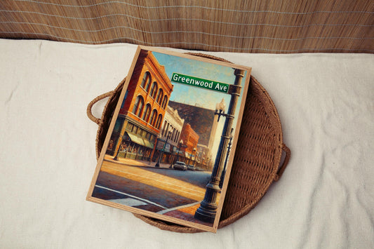 Greenwood Ave Wall Art Print - Tulsa Oklahoma Travel Poster, Housewarming Gift, Tulsa Art Decor, Oklahoma Cityscape, Travel Wall Decor