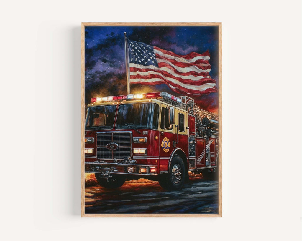 Firetruck Wall Art Patriotic - United States