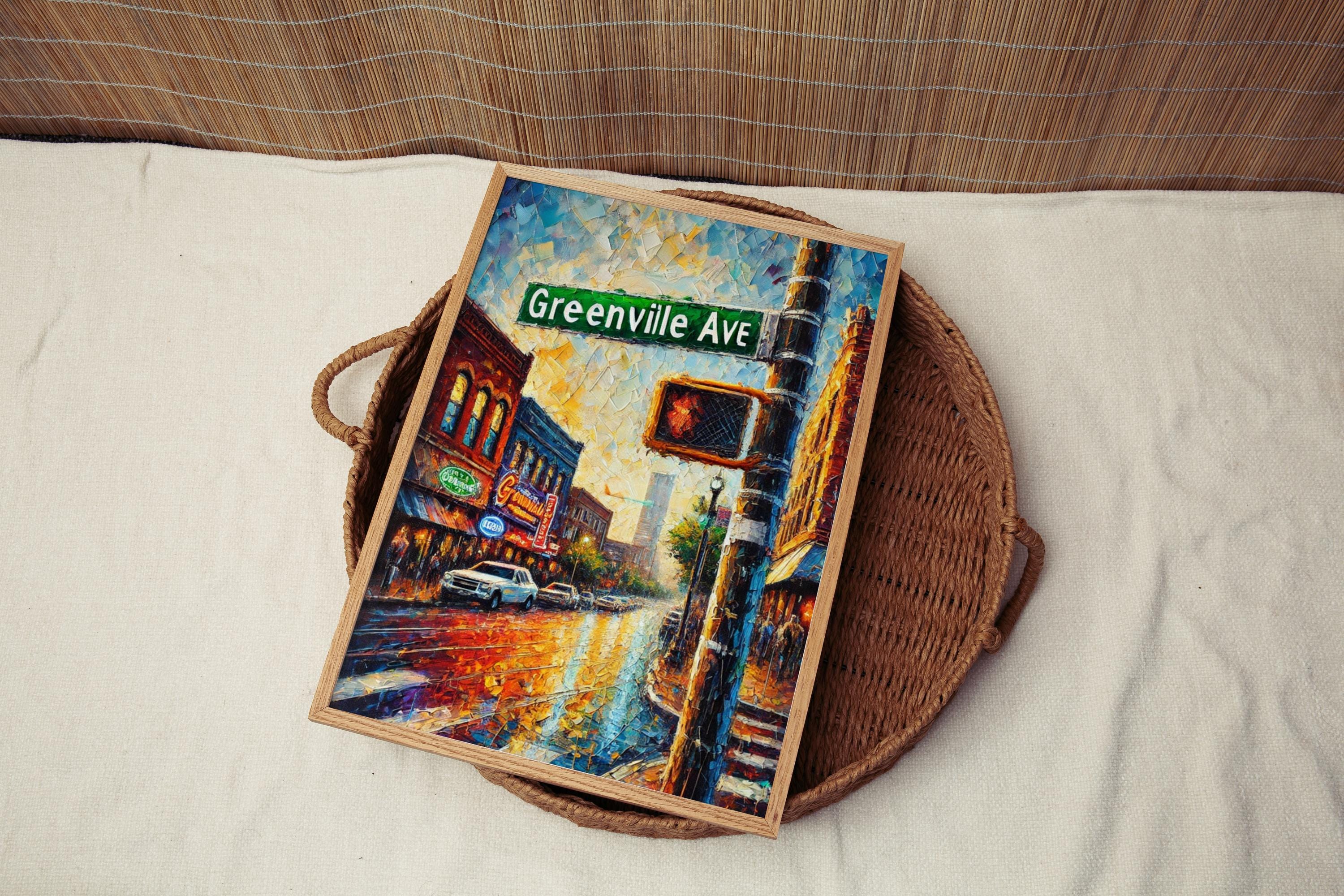 Texas Greenville Ave Wall Art Print – Dallas Travel Poster, Texas Gift & Housewarming Artwork for Home Decor