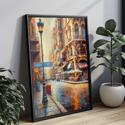 Cairo Sherif Street Wall Art - Travel Poster & Egypt Souvenir, Housewarming Gift, Cairo City Print Decor