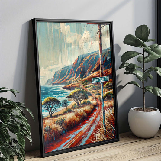 Keomoku Road Print - Lana‘i Travel Poster, Hawaii Wall Art, Lanai Gift, Housewarming Decor, Tropical Road Trip Travel Print