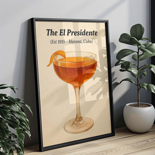 El Presidente Cocktail Print: Vintage Havana Cuba Bar Art