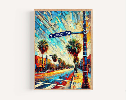 Nebraska Ave Print Tampa Wall Art Florida Travel Poster Housewarming Gift FL Art Decor