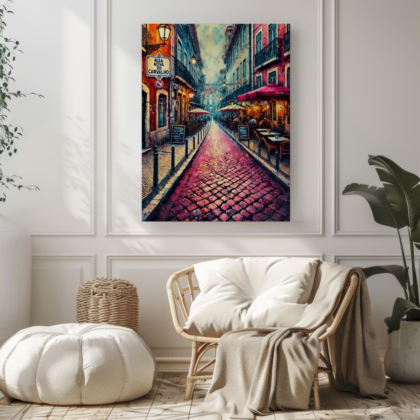 Rua Nova do Carvalho Wall Art, Lisbon Print, Portugal Decor, Pink Street Travel Poster, European Cityscape, Gift for Travelers, Home Decor
