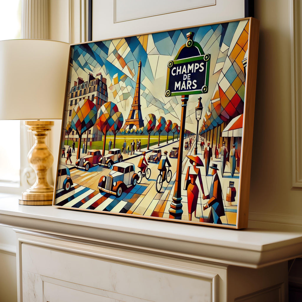 Champs de Mars Wall Art Print - Paris Travel Poster, France Gift & Souvenir, Housewarming Decor, French Cityscape Illustration
