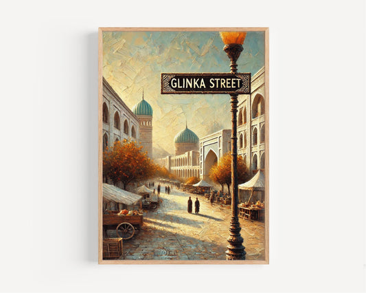 Glinka Street Wall Art, Tashkent Print, Uzbekistan Travel Poster, Cityscape Decor, Personalized Gift, Street Art, Museum-Grade Fine Art