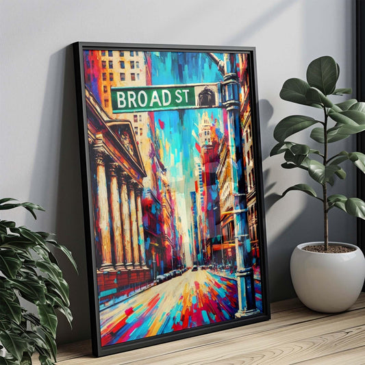 Broad St Print Manhattan Art NYC Wall Art New York Travel Poster Broad Street Gift Housewarming Decor