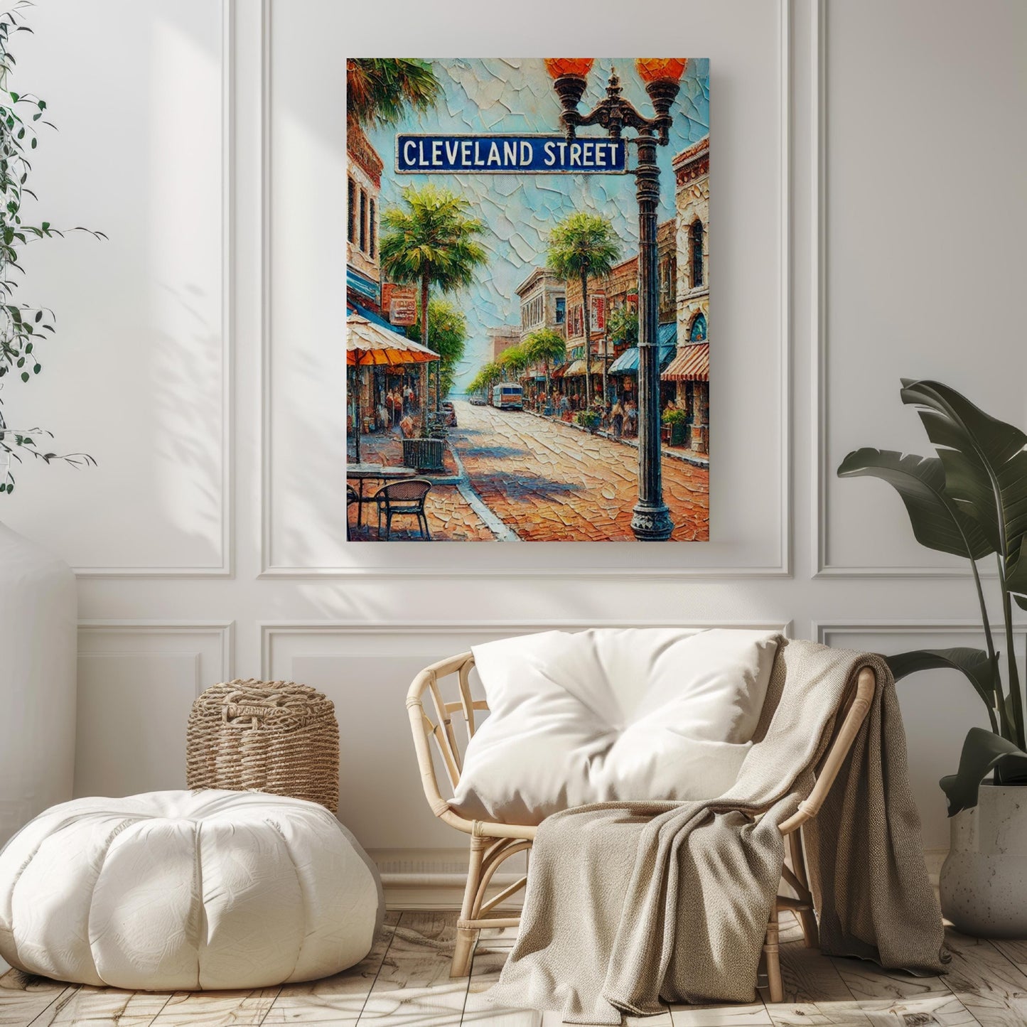 Cleveland Street Wall Art, Florida Travel Poster, Clearwater Coastal Cityscape, Beach Town Gift, Vacation Souvenir, Personalized Home Decor