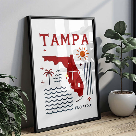 Tampa Print Wall Art - Florida Travel Decor, Tampa Florida Gift, Housewarming & College Room Artwork