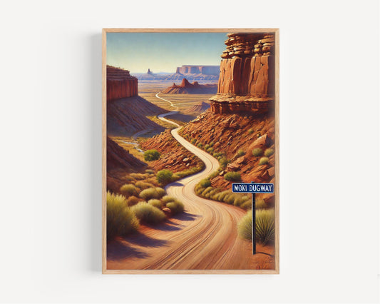 Moki Dugway Wall Art Print - Utah Travel Poster, American Souvenir, Housewarming Gift, Scenic Utah Landscape Artwork