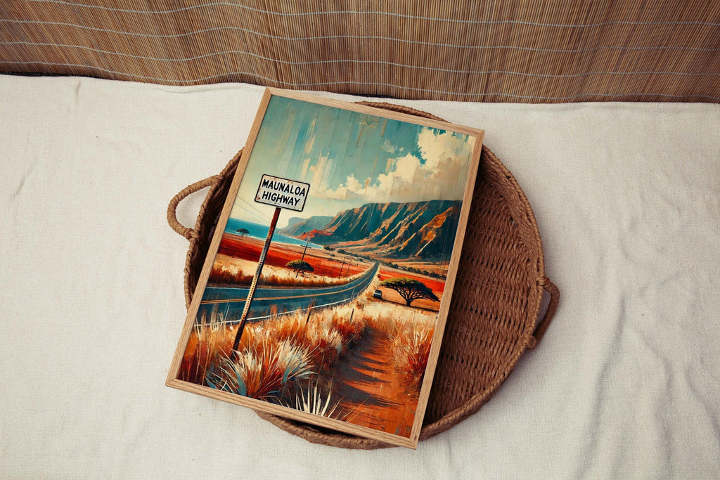 Maunaloa Highway Wall Art - Molokai Travel Print & Hawaii Poster, Scenic Road Landscape, Housewarming Gift, Tropical Home Decor