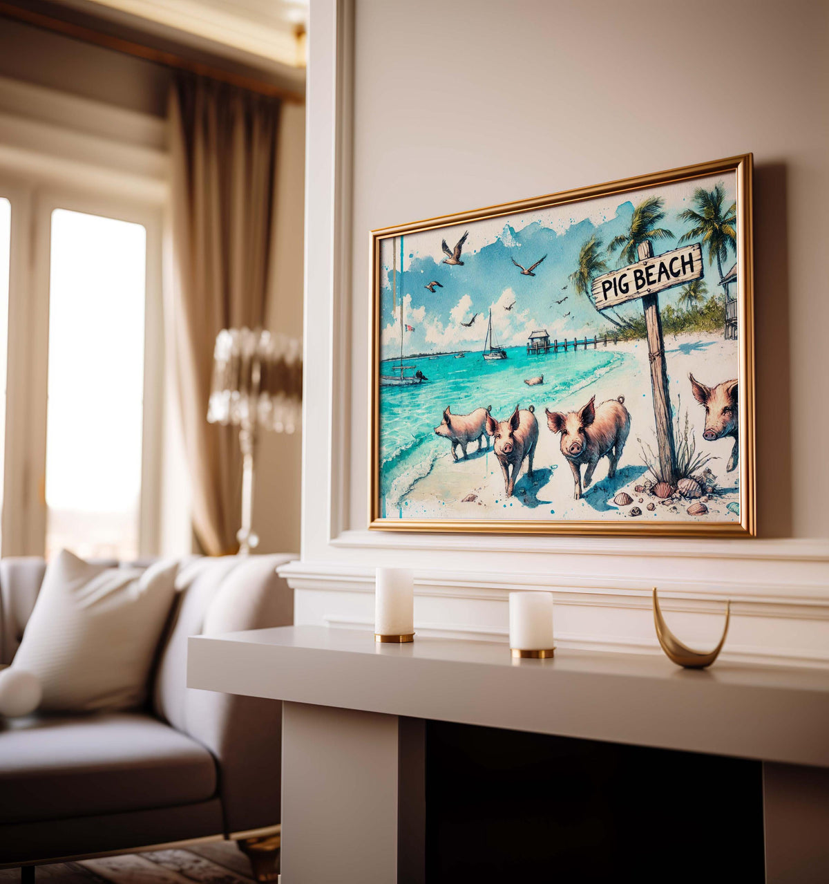 Pig Beach Coastal Print - Exuma, Bahamas