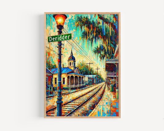 Louisiana DeRidder Wall Art Print - Travel Poster, Housewarming Gift, American Souvenir & Louisiana Decor