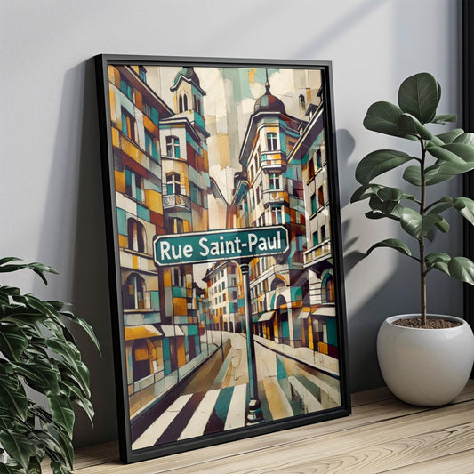 Paris Rue Saint-Paul Wall Art Print, Travel Poster, France Home Decor, Paris Gift, Housewarming Artwork, Vintage Style Travel Print