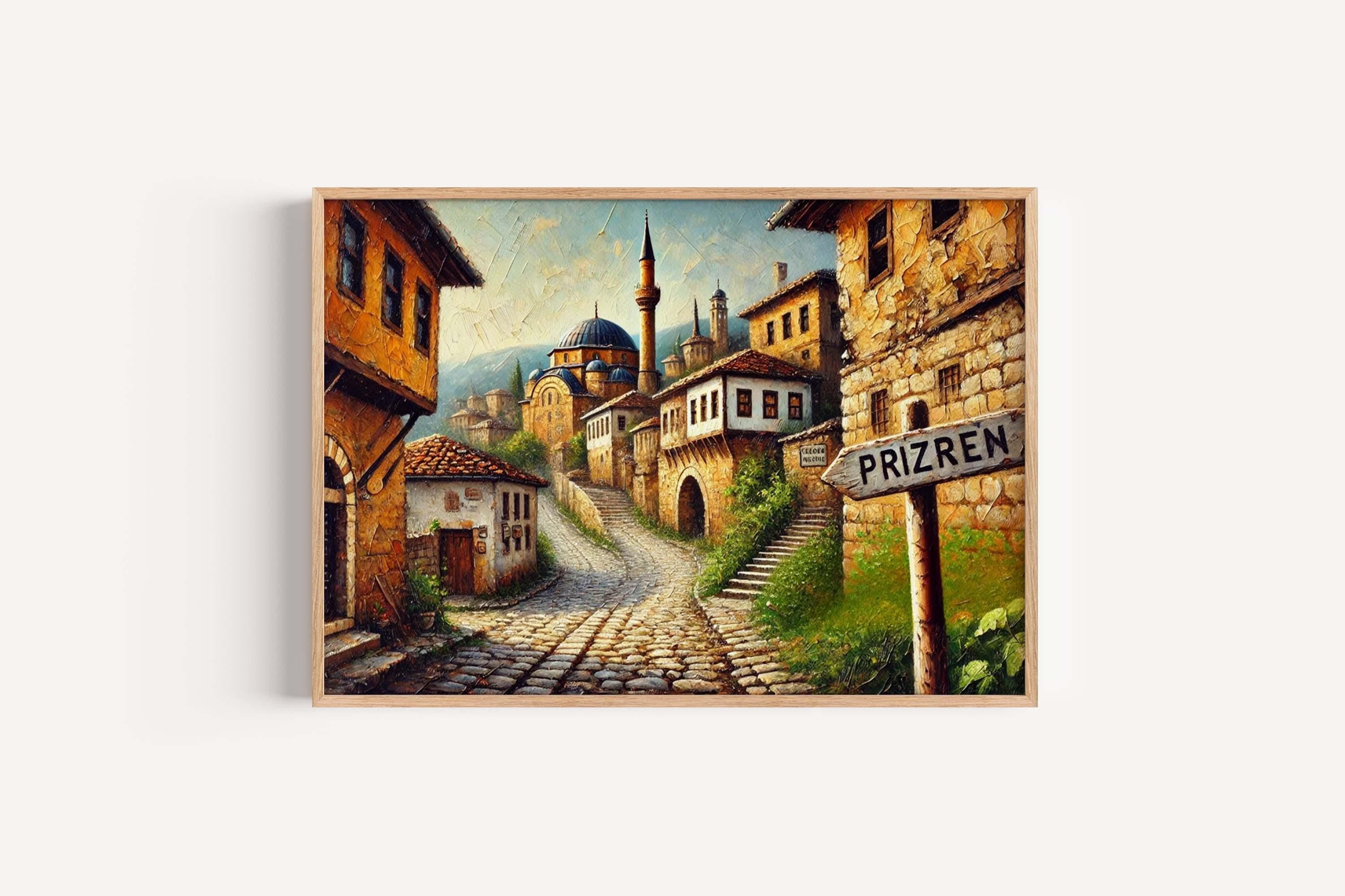 Prizren Art Print - Kosovo City Travel Poster, European Wall Art, Housewarming Gift, Prizren Map Artwork, Unique Kosovo Decor