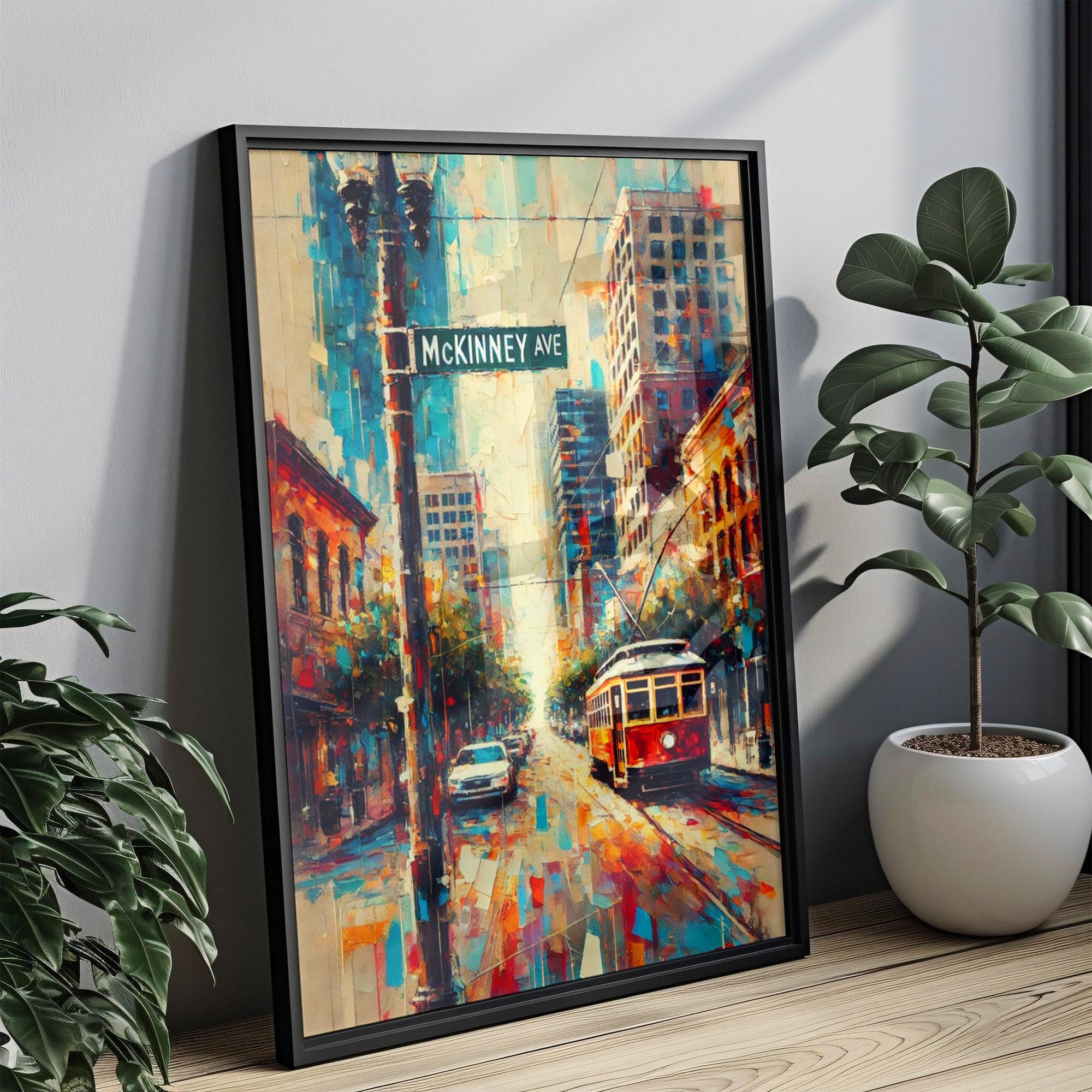 Texas Mckinney Ave Wall Art - Dallas Travel Print, Housewarming Gift & Texas Artwork Poster