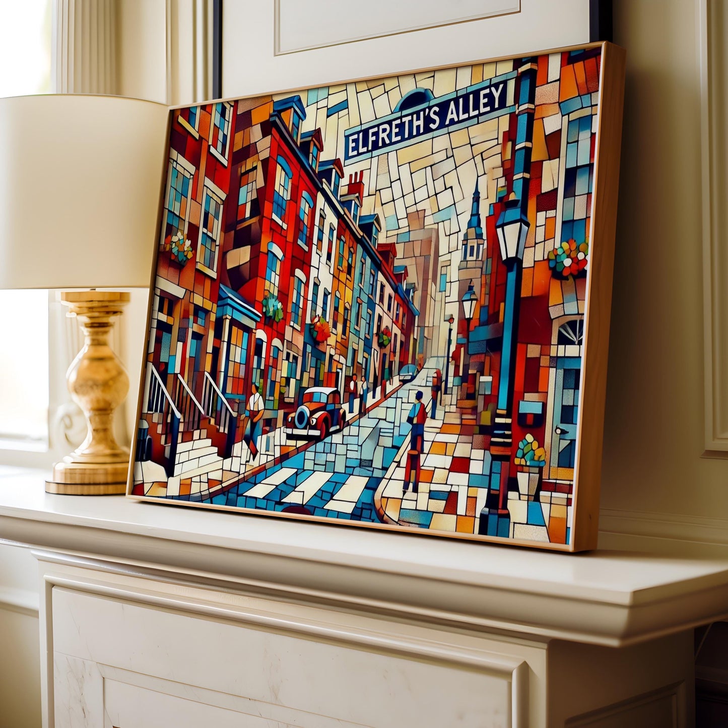 Elfreth's Alley Wall Art - Philadelphia Travel Print, USA Gift, Historic Street Poster, Housewarming Decor, American Art Decor