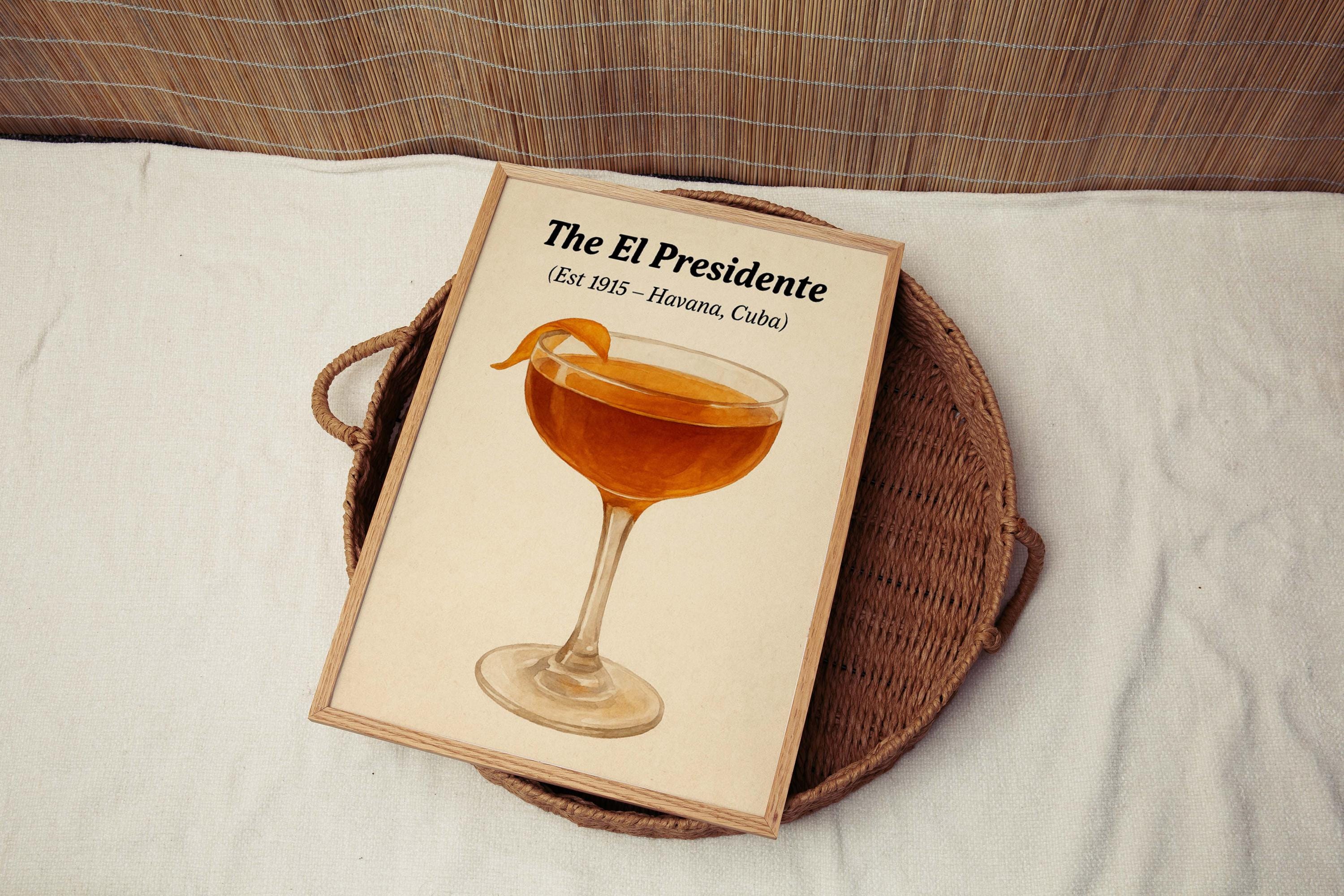 El Presidente Cocktail Print Vintage - Havana, Cuba