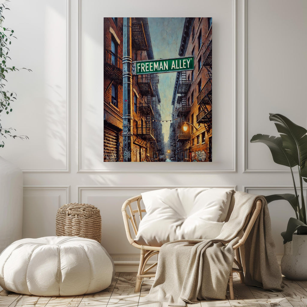 Freeman Alley Wall Art Print - NYC Bowery Travel Poster, Housewarming Gift, Urban Cityscape Decor, Freeman Alley Bowery Art NYC Print
