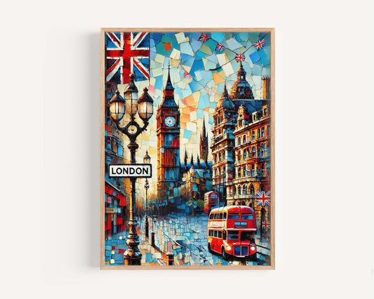 England Gift London Wall Art – Vintage Travel Poster Print, England Artwork, European Home Decor, Housewarming & Travel Lover Gift