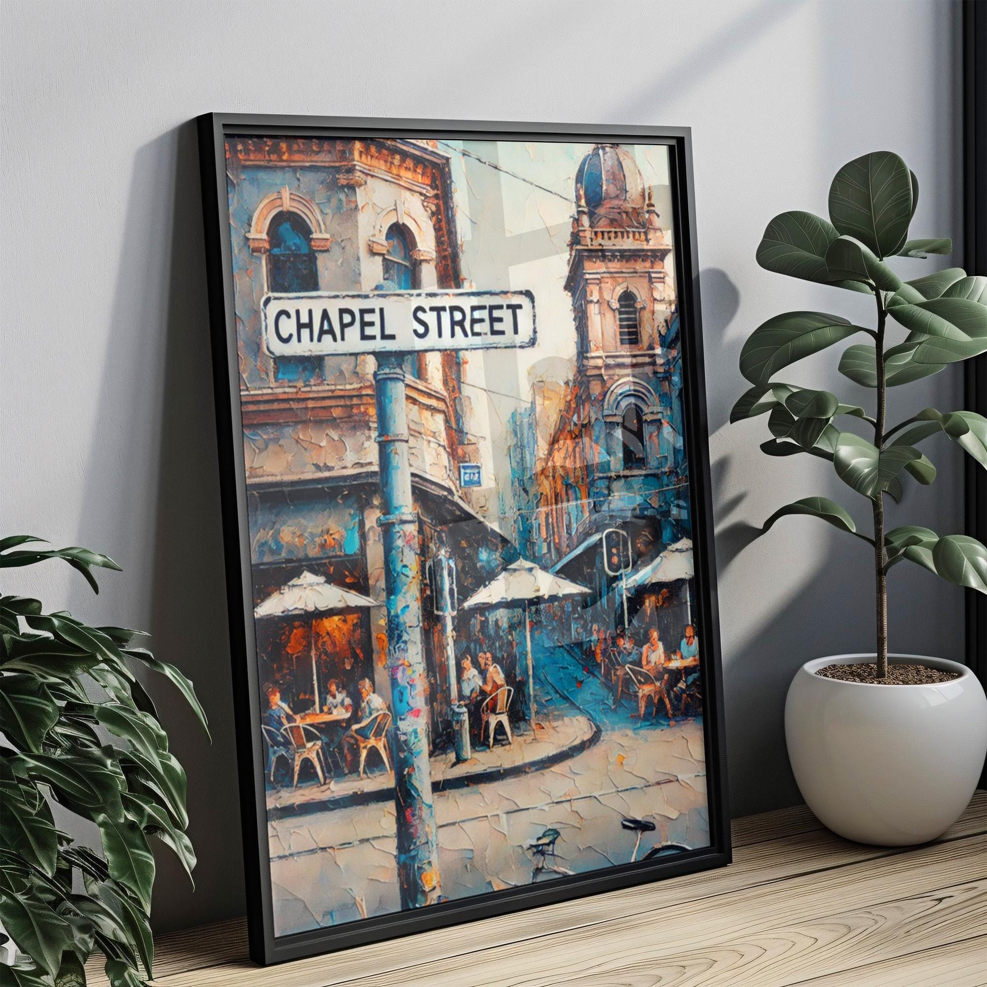 Chapel Street Print, Melbourne Wall Decor, Australia Art, Cityscape Poster, Travel Souvenir, Housewarming Gift, Melbourne Iconic Scene
