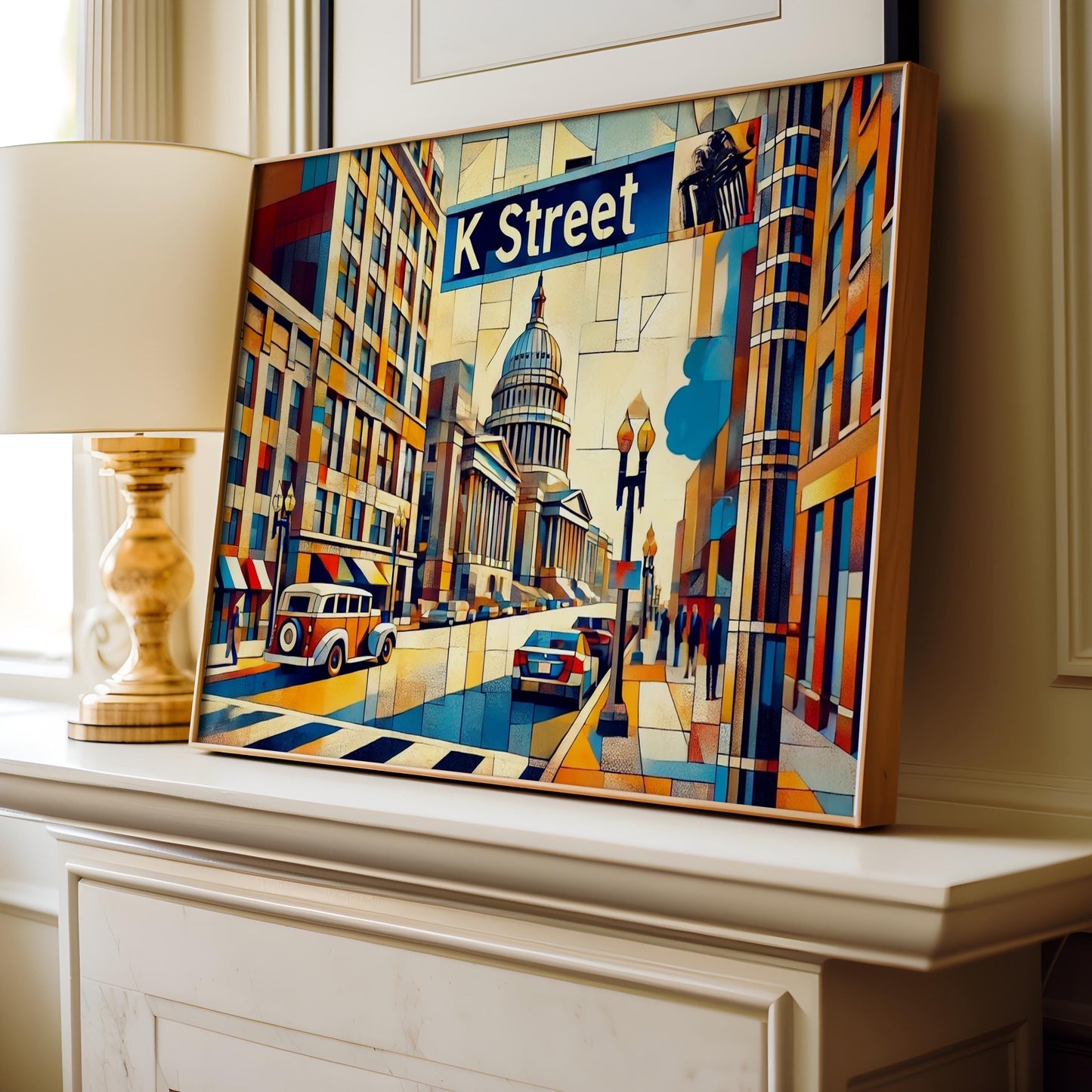 K Street Wall Art Print – Washington DC Cubism Poster, Travel Souvenir, Housewarming Gift, Modern DC Decor