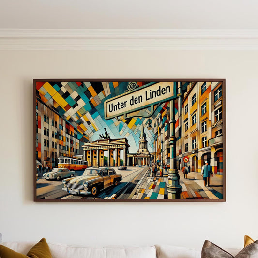 Unter den Linden Wall Art Print - Berlin Travel Poster, Germany Home Decor, Housewarming Gift, Modern Cityscape Illustration