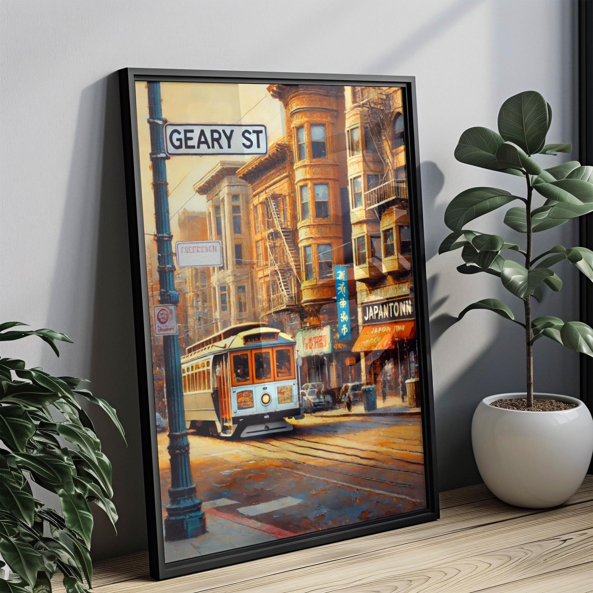 Geary Street Art Print: San Francisco Cityscape, West Coast Travel Poster