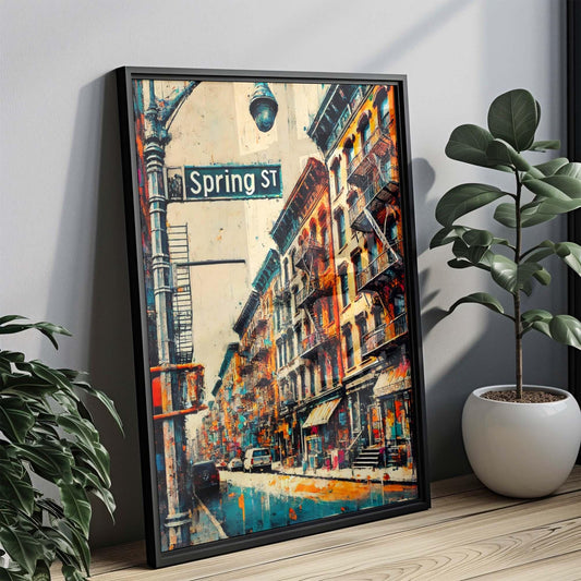 Spring St Print Manhattan Wall Art, NYC Travel Poster, New York City Gift, Spring Street Decor, Housewarming Art, Urban Home Accent