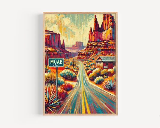 Wall Art Moab Print Utah Travel Poster USA Souvenir Gift Housewarming Decor Scenic Landscape Typography