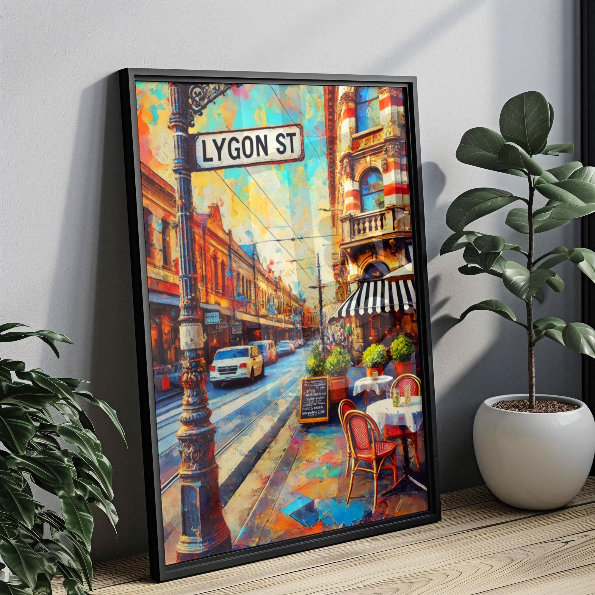 Melbourne Lygon St Wall Art Print, Travel Poster, Australian Art Gift, Melbourne Street Decor, Housewarming & Travel Keepsake