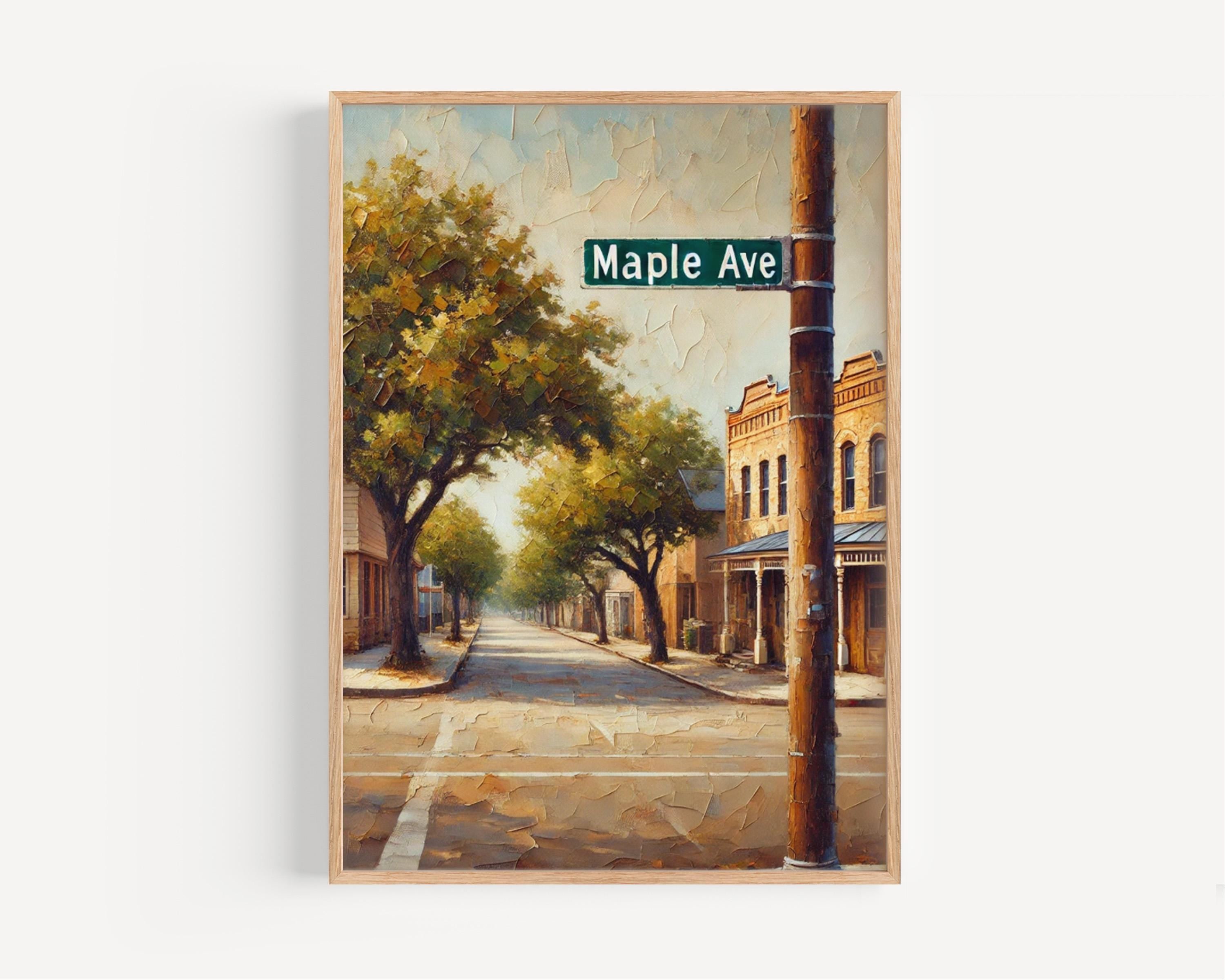 Maple Avenue Wall Art Print - Dallas Travel Poster, Texas Decor, Housewarming Gift, Dallas Art & Maple Ave Print for Home