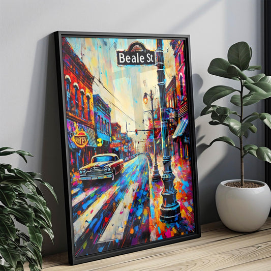 Wall Art Beale St Memphis Print, Tennessee Travel Poster, Beale Street Decor, Housewarming Gift, Memphis Wall Decor, Tennessee Art Print