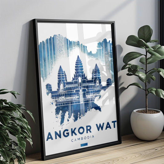 Cambodia Angkor Wat Wall Art Print - Travel Home Decor, Cambodia Gift, Housewarming & Wall Artwork, Asian Temple Travel Poster