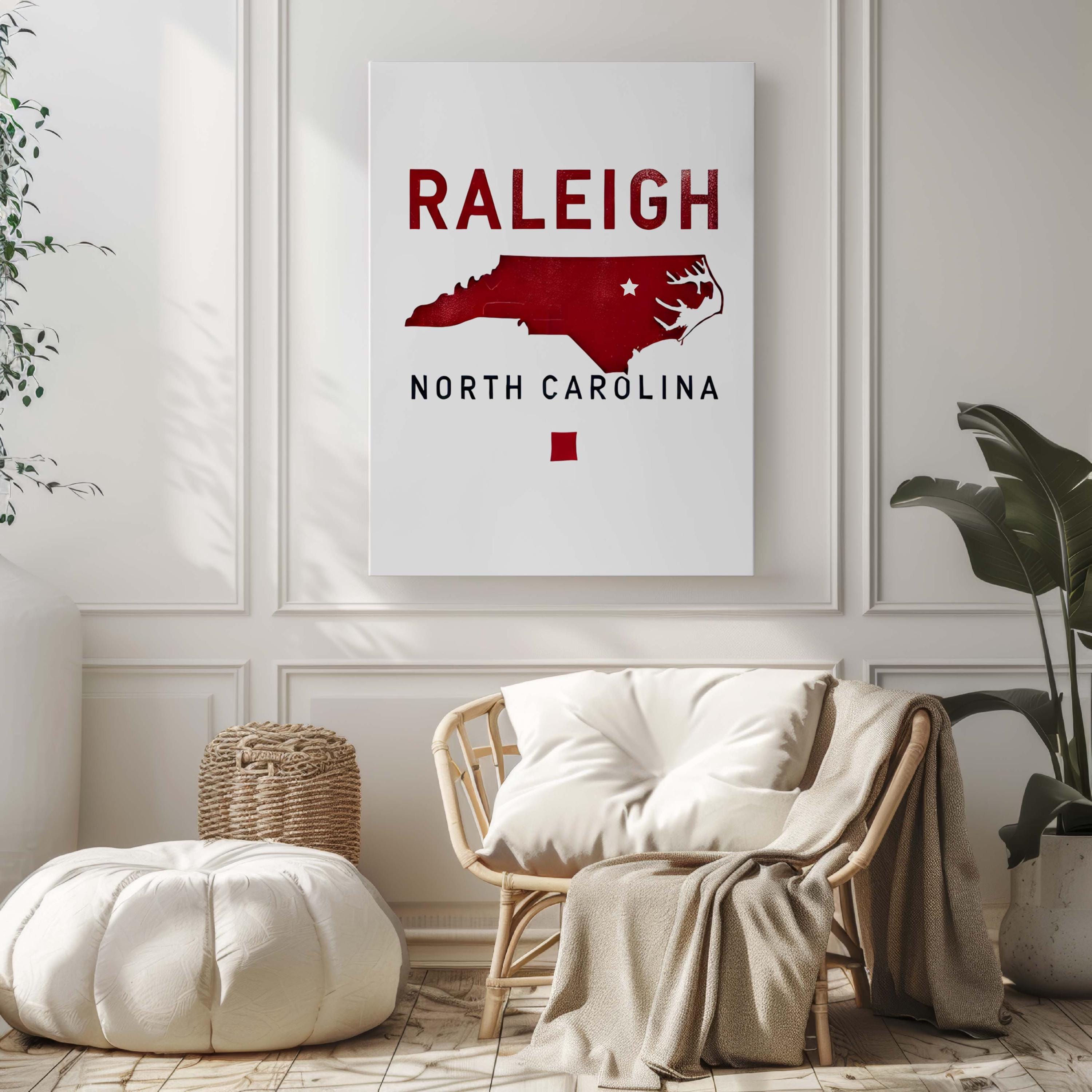 Raleigh Print - North Carolina Wall Art, Travel Decor, College Gift & Housewarming Present, NC Home Decoration