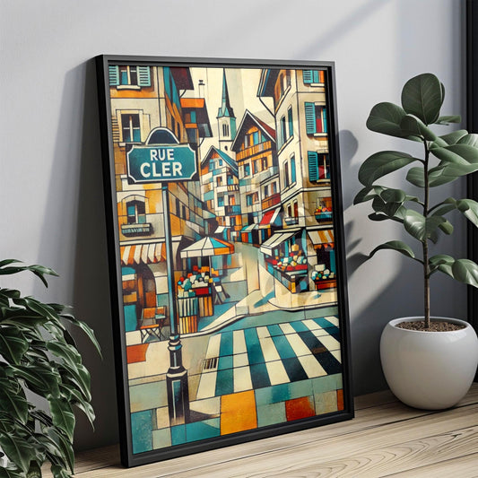 Paris Rue Cler Wall Art Print - Vintage Travel Poster, France Home Decor, Paris Gift & Housewarming Artwork
