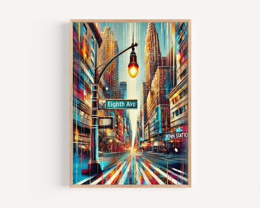 Eighth Ave Print Manhattan Wall Art New York Poster NYC Travel Gift Housewarming Decor NYC Artwork
