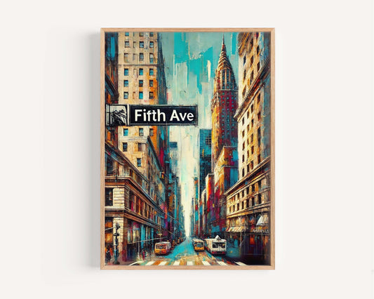 Fifth Ave Print Manhattan Art New York Poster NYC Wall Decor Travel Gift Housewarming Gift