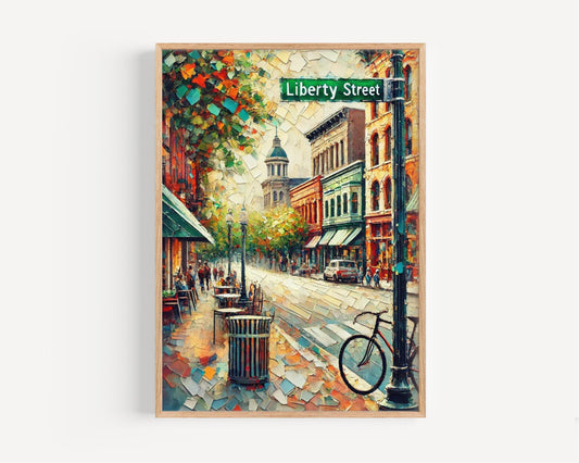 Liberty Street Wall Art, Michigan Print, USA Art, “City” Gift, Travel Souvenir, Travel Poster,  “State” Art, PERSONALIZED GIFT
