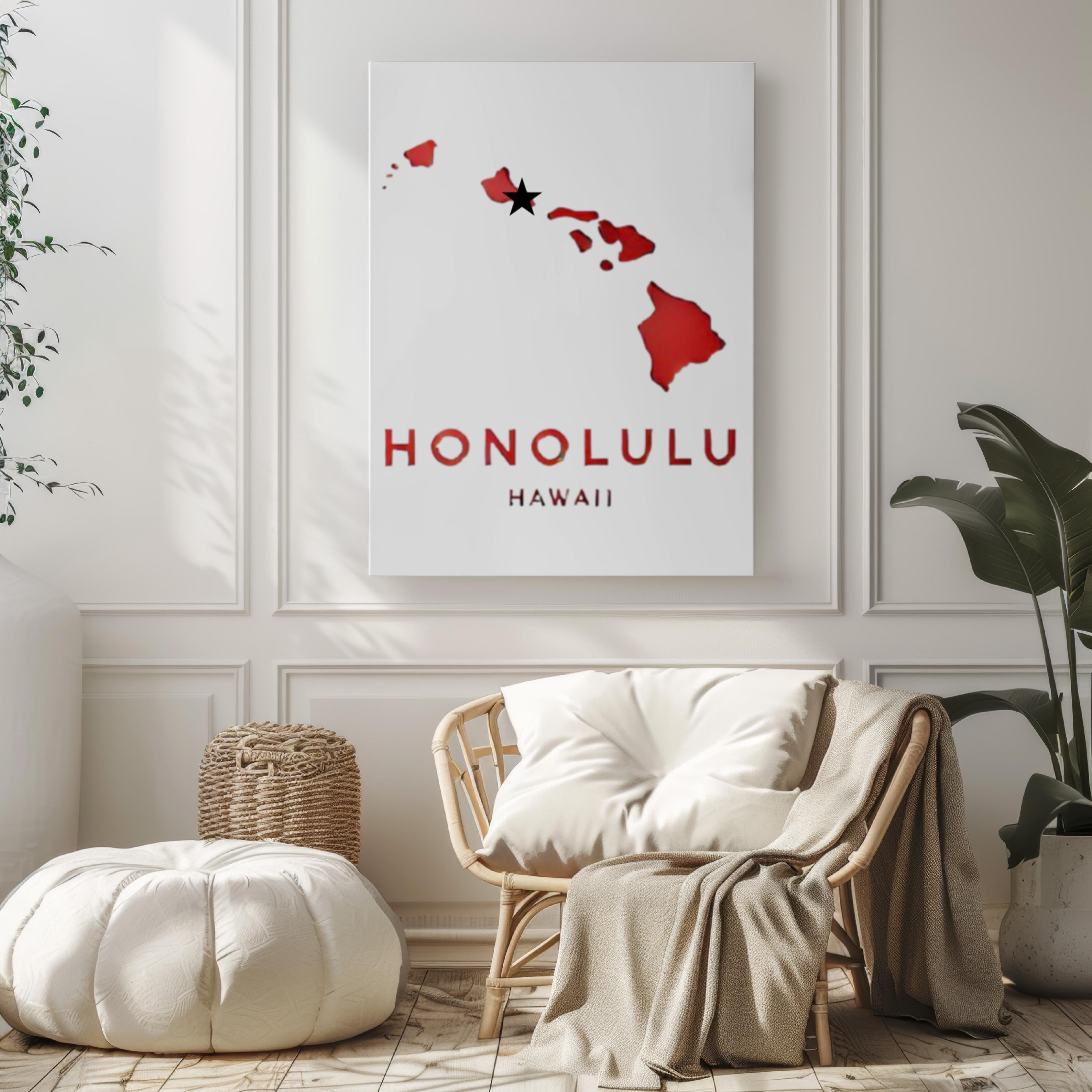 Honolulu Wall Art Print – Hawaii Travel Decor, Island Souvenir, Home & College Gift, Housewarming Present