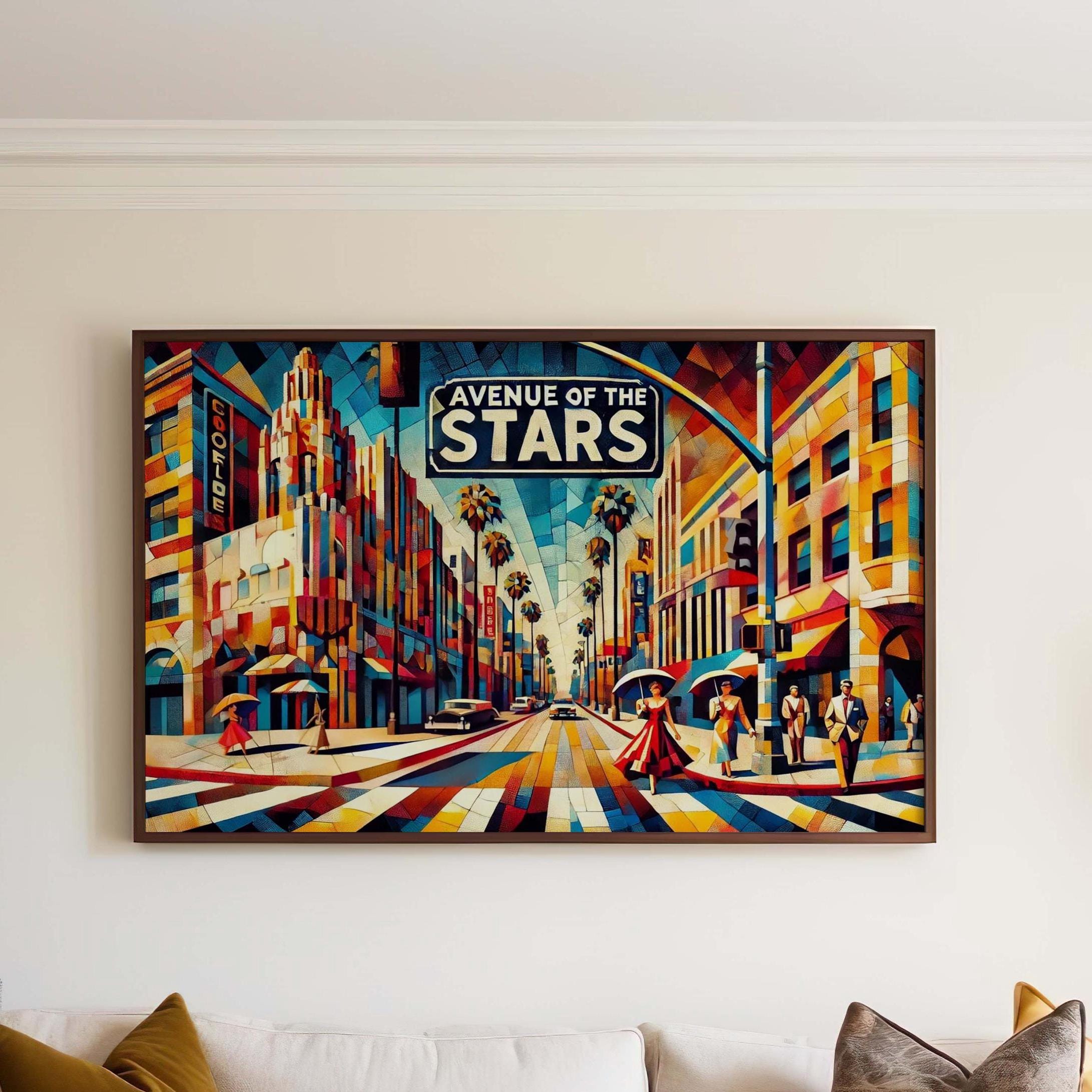 Avenue of the Stars Wall Art Print - Los Angeles Travel Poster, California Gift, LA Skyline Decor, Housewarming Present