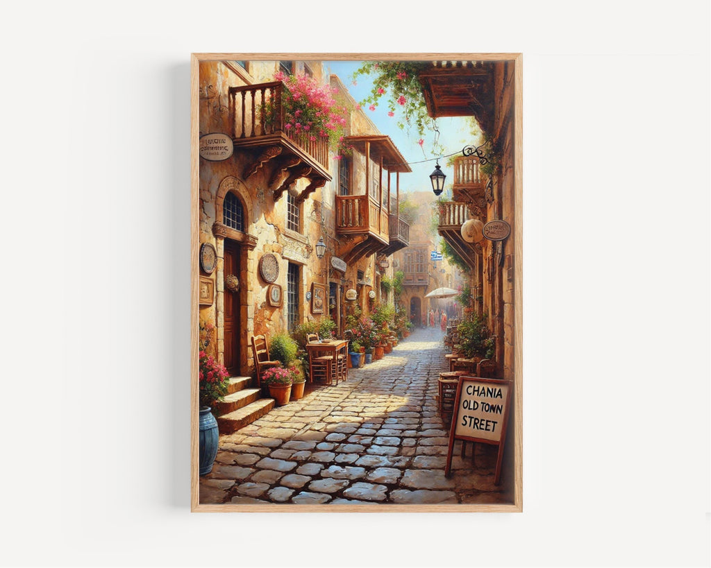 Chania Old Town Street Sign Print: Crete Greece Travel Poster