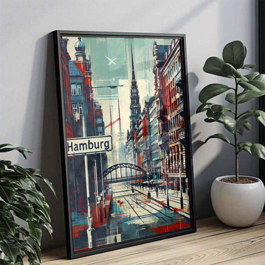 Hamburg Art Print - Modern Travel Poster, Germany Wall Decor, European Cityscape, Housewarming Gift, Unique Hamburg Wall Art Illustration