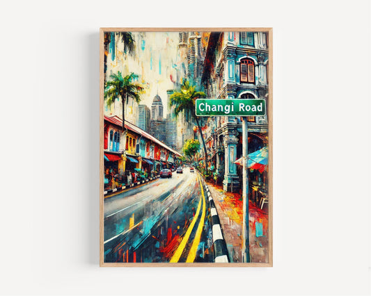 Changi Road Wall Art Print - Singapore Travel Poster, Asian Home Decor, Housewarming Gift, Modern